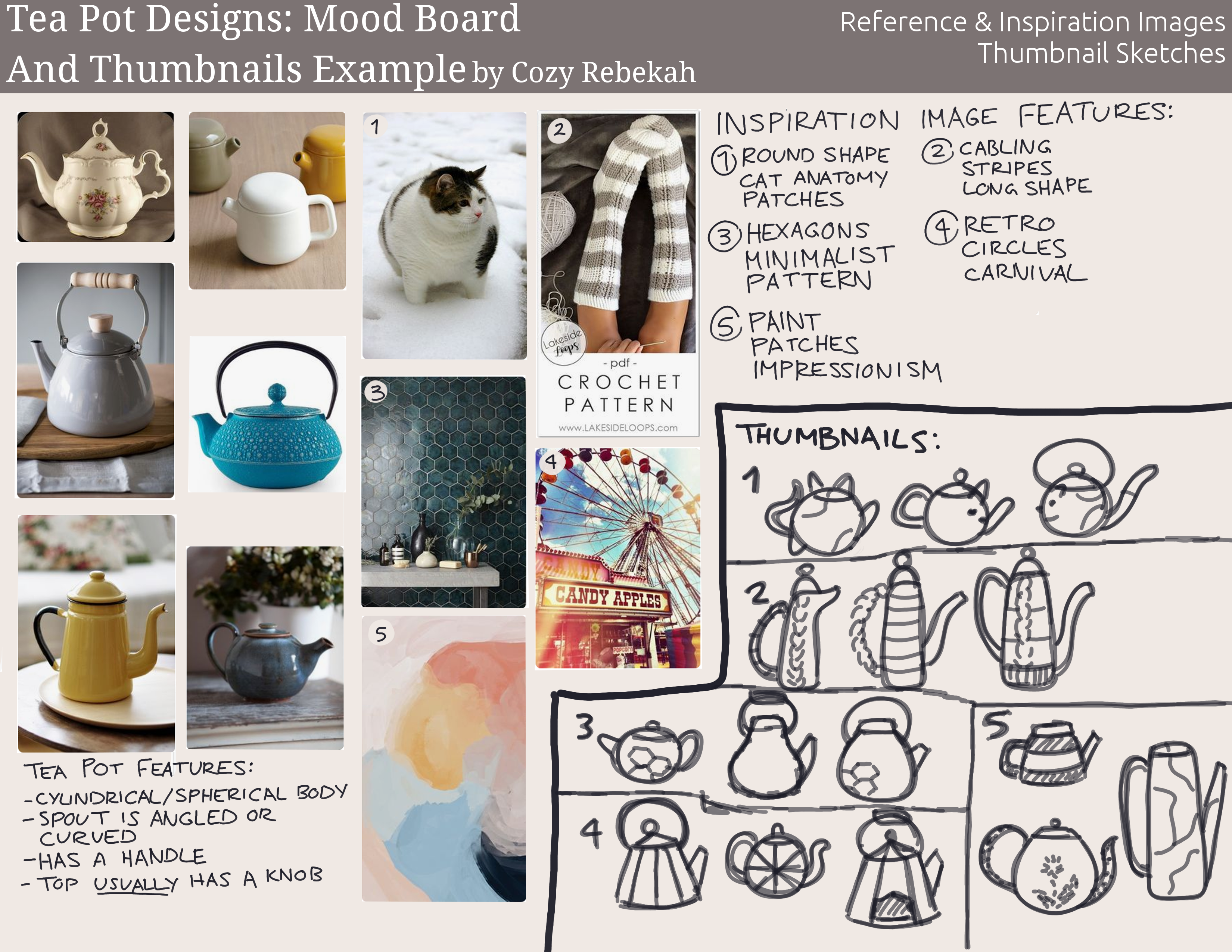 2019 Art Course - Term 1 - Design Mood Board + Thumbnails - cozyrebekah
